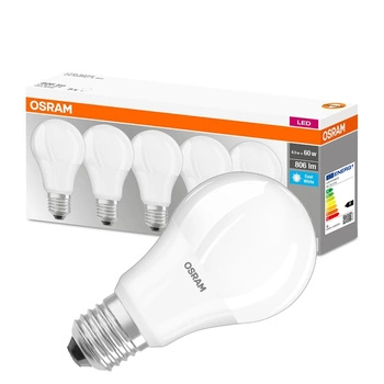 5PAK Żarówka LED E27 A60 8,5W = 60W 806lm 4000K Neutralna 300° OSRAM Base