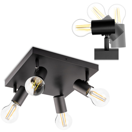 Lampa Sufitowa Plafon SPOT TUBA Reflektor Oprawa Halogenowa 4x E27 GLASA LUMILED