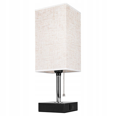 Lampka Biurkowa Stołowa E27 Szkolna Nocna USB-A + USB-C Włącznik On/Off Czarna Chrom Boro Masterled