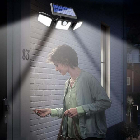 Naświetlacz solarny lampa 74x LED 15W 450lm Zimna czujnik ruchu IP65