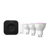3x Żarówka LED GU10 Reflektor PAR16 4.2W = 50W 400lm CCT + RGB SMART Inteligentna Bluetooth ZigBee White and Color Ambiance + Mostek Bridge PRO + Regulator Pilot Philips HUE