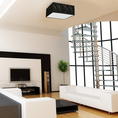 Plafon LED Lampa Sufitowa SENSO Czarna Złota Kwadrat 2xE27 Milagro