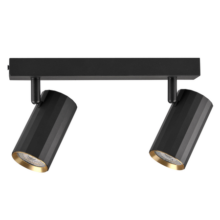 Oprawa Ścienno-Sufitowa Reflektor Punktowy 2x GU10 Czarna Złota NICEA Sanico Goldlux