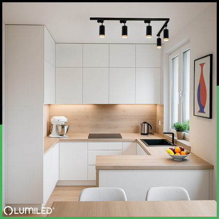 ZESTAW Szynoprzewód Listwa Szyna 3m + 5x Lampa Sufitowa Reflektor GU10 Oświetlenie Szynowe LUMILED