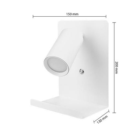 Lampa Ścienna Reflektor Kinkiet Spot do Czytania GU10 Biały Kaliso Masterled