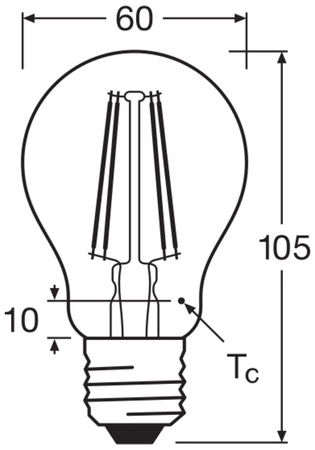 Żarówka LED A60 E27 4.8W = 40W 470lm 2700K Ciepła Biała FILAMENT ŚCIEMNIALNA LEDVANCE