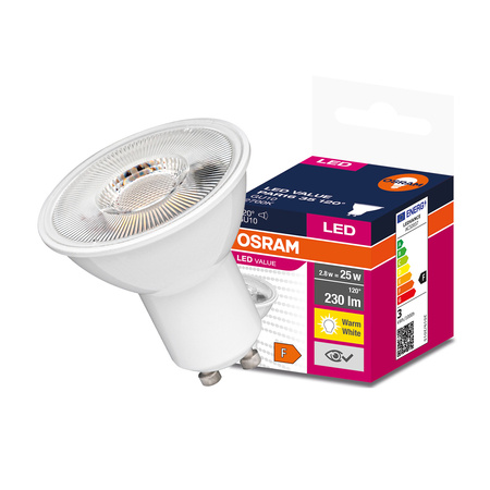 Żarówka LED GU10 2,8W = 25W 230lm 2700K Ciepła 120° OSRAM Value