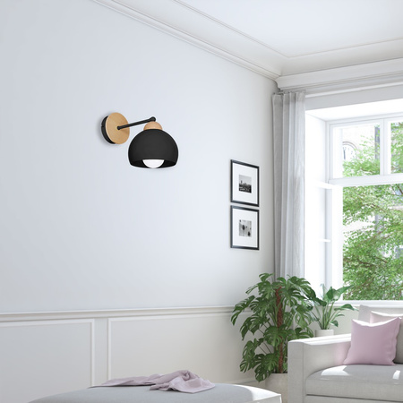 Kinkiet w stylu skandynawskim lampa ścienna MiLAGRO DAMA 1x E27 czarna Drewno + metal
