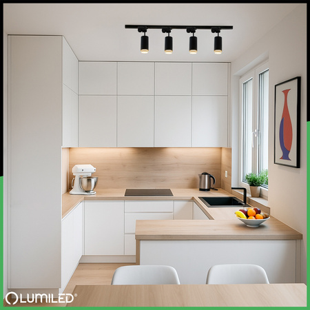 ZESTAW Szynoprzewód Listwa Szyna 1m + 4x Lampa Sufitowa Reflektor GU10 Oświetlenie Szynowe LUMILED