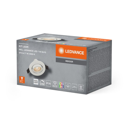 Panel LED Oprawa Podtynkowa Punktowa GU10 8.3W 575lm 4000K Neutralna Ściemnialna Oczko Spot Biały Kit Ledvance