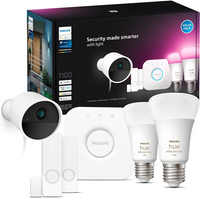 2x Żarówka LED E27 A60 9W = 75W 1100lm 2000-6500K CCT + RGB SMART Inteligentna Bluetooth ZigBee White and Color Ambiance + Mostek BRIDGE + Kamera IP 1080p Full HD + Czujnik Kontaktu Otwarcia/Zamknięcia Secure Philips HUE
