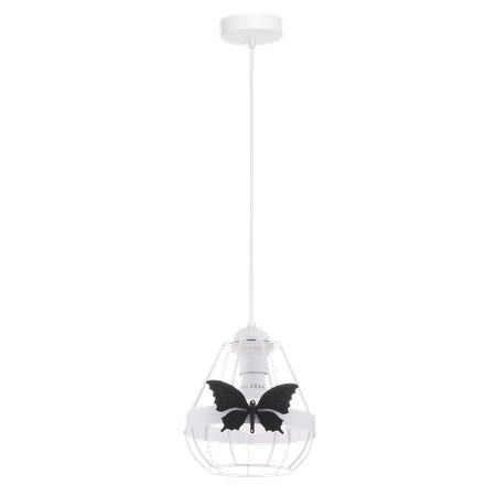 Lampa wisząca KAGO 1xE27 Dziecięca Czarny Motyl Biała MLP4922 Milagro Metal