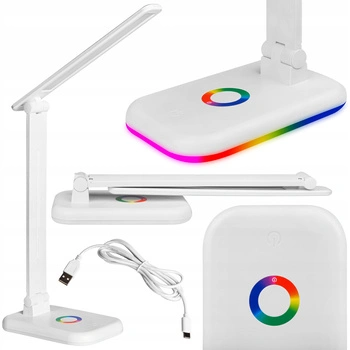 Lampka Biurkowa Stołowa Regulowana Nocna ALMA LED 12W 960lm CCT + RGB Ściemnialna Biała  MasterLED