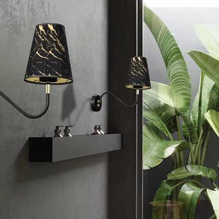 Lampa Ścienna Kinkiet HERMES Czarna Złota 1xE27 Milagro