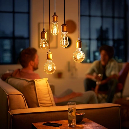 Żarówka LED E27 A60 7W = 40W 470lm 1800K Ciepła 300° FILAMENT Vintage Bursztynowa Decorative Philips