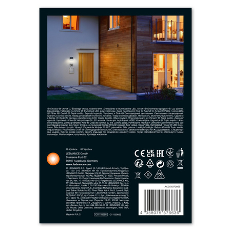 Lampa Solarna Ogrodowa Zewnętrzna Kinkiet Elewacyjny LED 2.9W 380lm 3000K IP44 Szary Z Czujnikiem Ruchu Endura Ledvance