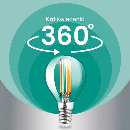 Żarówka LED E14 Kulka P45 2,2W 470lm = 40W 4000K Neutralna 360° Filament KLASA A LUMILED