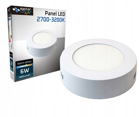 Panel LED Oprawa Sufitowa 6W 480lm 2700K Ciepły Natynkowy Okrągły Biały Proma Masterled