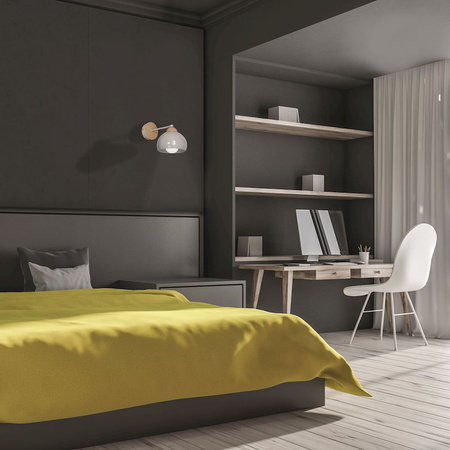 Kinkiet w stylu skandynawskim lampa ścienna MiLAGRO DAMA 1x E27 szara Drewno + metal