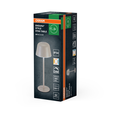 Lampa Ogrodowa LED Stojąca Ozdobna Lampka LED 2.5W 200lm 2700 4000 6500K CCT Ściemnialna Beżowy IP54 Endura Osram