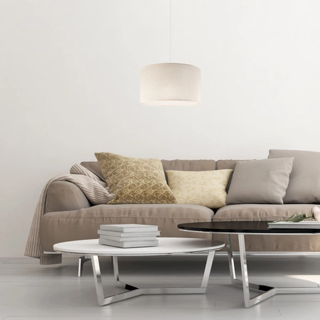 Lampa Wisząca Sufitowa VIVIAN E27 Abażur Kremowa LM-1.209 Lamkur