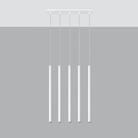 Lampa Sufitowa Wisząca Tuba 5x G9 Zwis Tubularna Biała Nowoczesna Pastelo Sollux