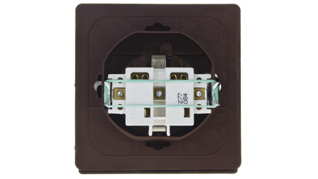 Gniazdo wtykowe pojedyncze AKCENT GPH-1AS/24/d Z uziemieniem Bryzgoszczelne Z przezroczystą klapką IP44 Schuko Brązowe OSPEL