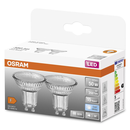 2x Żarówka LED PAR16 Reflektor GU10 4.3W = 50W 350lm 4000K Neutralna 36° STAR Osram
