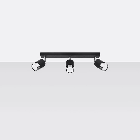 Lampa Sufitowa Oprawa Natynkowa SPOT TUBA Reflektor 3x GU10 Ruchoma Tubularna Czarna Chrom Nowoczesna Nero Sollux