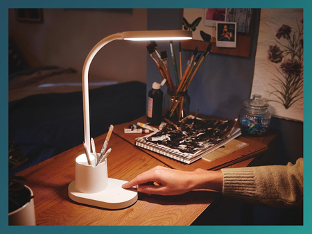 Lampka Biurkowa LED 7W 200lm 3000-5700K CCT USB Biała Ściemnialna Dotykowa Bucket Philips