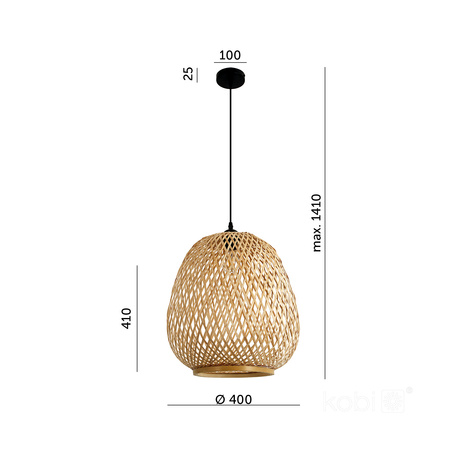 Lampa Wisząca Dekoracyjna Zwis Bambusowa E27 Boho Barso Kobi