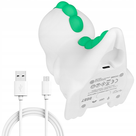 Lampka Nocna Dekoracyjna Dinozaur Dziecięca LED 2.5W 25lm 3000K Ciepła RGB 360° Biała Masterled