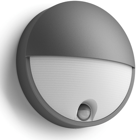Kinkiet Ogrodowy Lampa Zewnętrzna Elewacyjna 4.3W 800lm 2700K Ciepła IP44 Antracyt z Czujnikiem Ruchu UltraEfficient Capricorn Philips