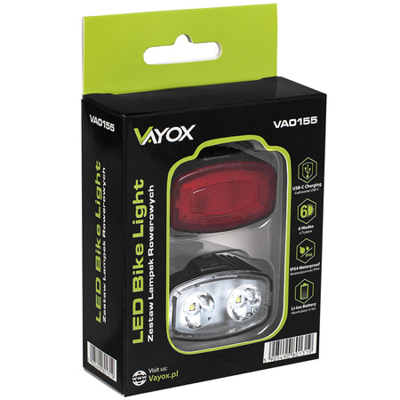 Lampka Latarka Rowerowa Tylna Czerwona USB-C 6 Trybów IP66 MOCNA VAYOX