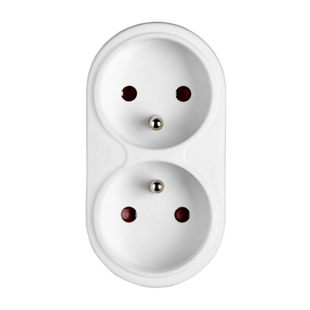 Rozgałęźnik Sieciowy Elektryczny Podwójny 2x 2P+0 Złodziejka 2 Gniazdka Z Uziemieniem  VAYOX