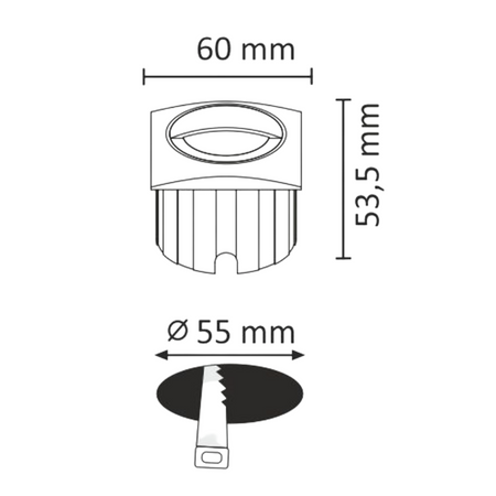 Lampa oprawa schodowa podtynkowa LED ogrodowa 3W 40lm IP44 4000K czarna Q5 GOLDLUX (Polux)