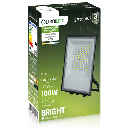 Naświetlacz LED Zewnętrzny BRIGHT 100W 11000lm 4000K Wodoodporny IP65 LUMILED