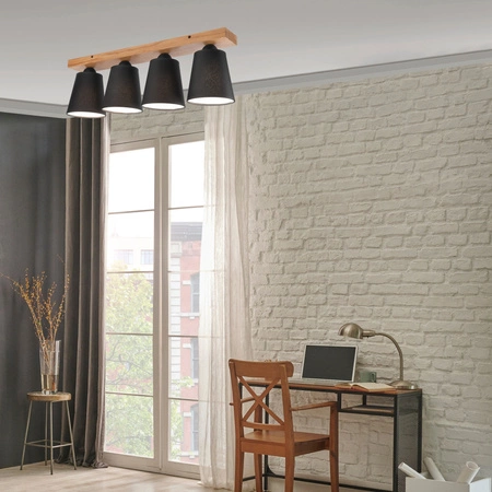 Lampa Sufitowa LULA 4xE27 Czarna Dębowa LM-4.200 Lamkur