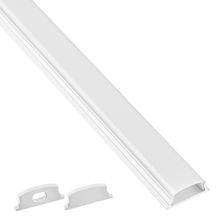 Profil Aluminiowy do LED KM34 Srebrny Natynkowy 2m + Przesłona mleczna + Zaślepki