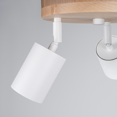 Lampa Sufitowa Oprawa Natynkowa SPOT TUBA Reflektor 3x GU10 Punktowa Ruchoma Tubularna Drewno Biała Skandynawska Verdo Sollux