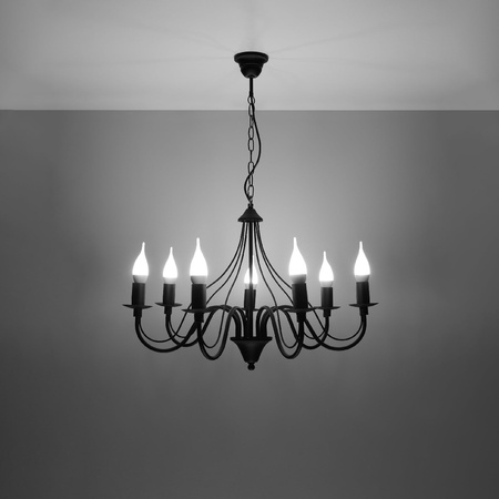 Lampa Sufitowa Wisząca Żyrandol 7x E14 Żyrandol Nieregularna Czarna Nowoczesna Minerwa Sollux
