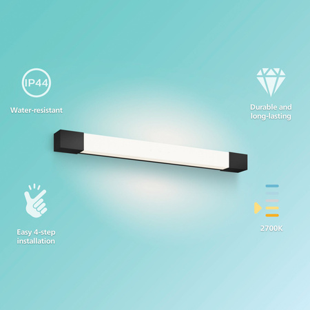 Lampa nad Lustro LED 10W 1500lm 2700K 62cm IP44 Czarna Rover Philips