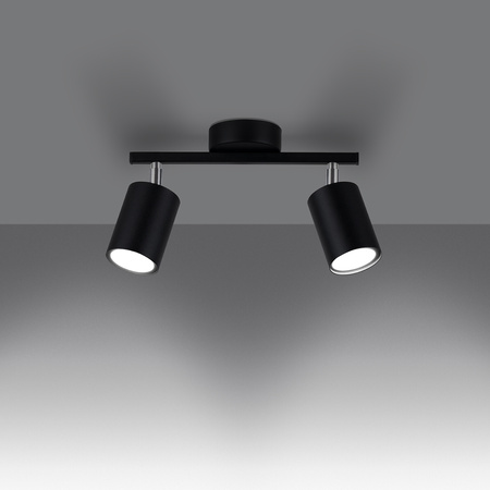 Lampa Sufitowa Listwa Oświetleniowa 2x GU10 Tuba Ruchoma Tubularna Czarna Minimalistyczna Lemmi Sollux
