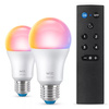 2x Żarówka LED E27 A60 8.5W = 60W 806lm 2200-6500K RGB + TW Inteligentna SMART WiFi Bluetooth Aplikacja WiZ + Pilot Sterujący
