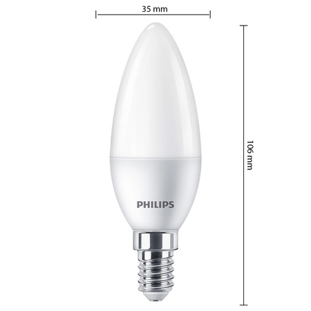 6x Żarówka LED E14 Świeczka B35 4.9W = 40W 470lm 2700K Ciepła Essential Philips