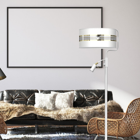 Lampa Podłogowa Stojąca ULTIMO Biała 1xE27 + 1xmini GU10 Milagro