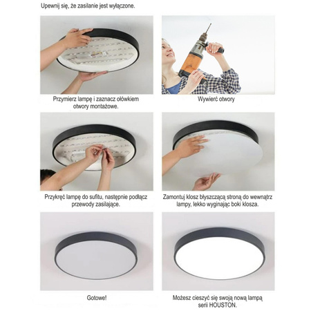 Plafon LED Lampa Sufitowa Natynkowa 60W 4000K CRI>85 HOUSTON Czarna 60cm