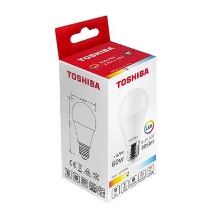 Żarówka LED E27 A60 8.5W = 60W 806lm 4000K Neutralna TOSHIBA