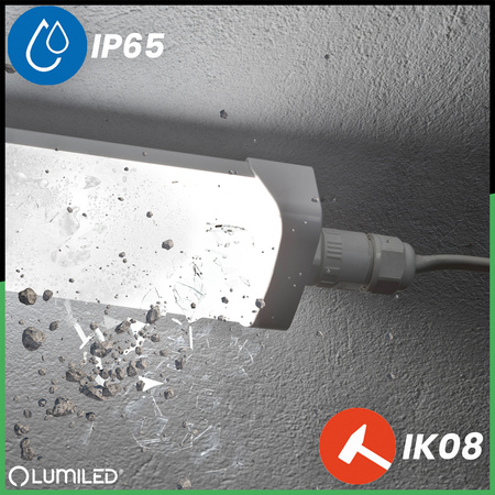 Oprawa Hermetyczna LED Warsztatowa Lampa 120cm do Garażu 60W 4000K Wodoszczelna TERRA LUMILED