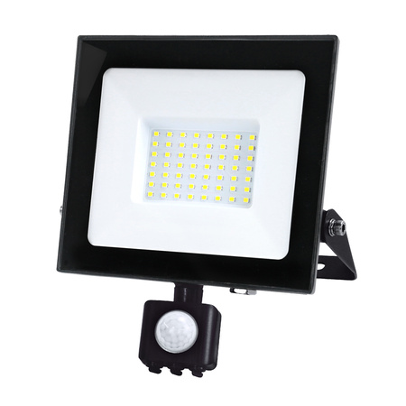 Naświetlacz LED Halogen 50W 4270lm 6500K IP65 Czarny Czujnik Ruchu MH Kobi